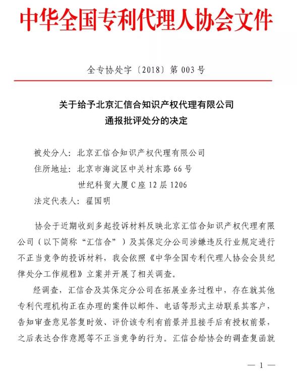 6家知識產權代理公司因不正當競爭等被通報批評（處分決定書全文）